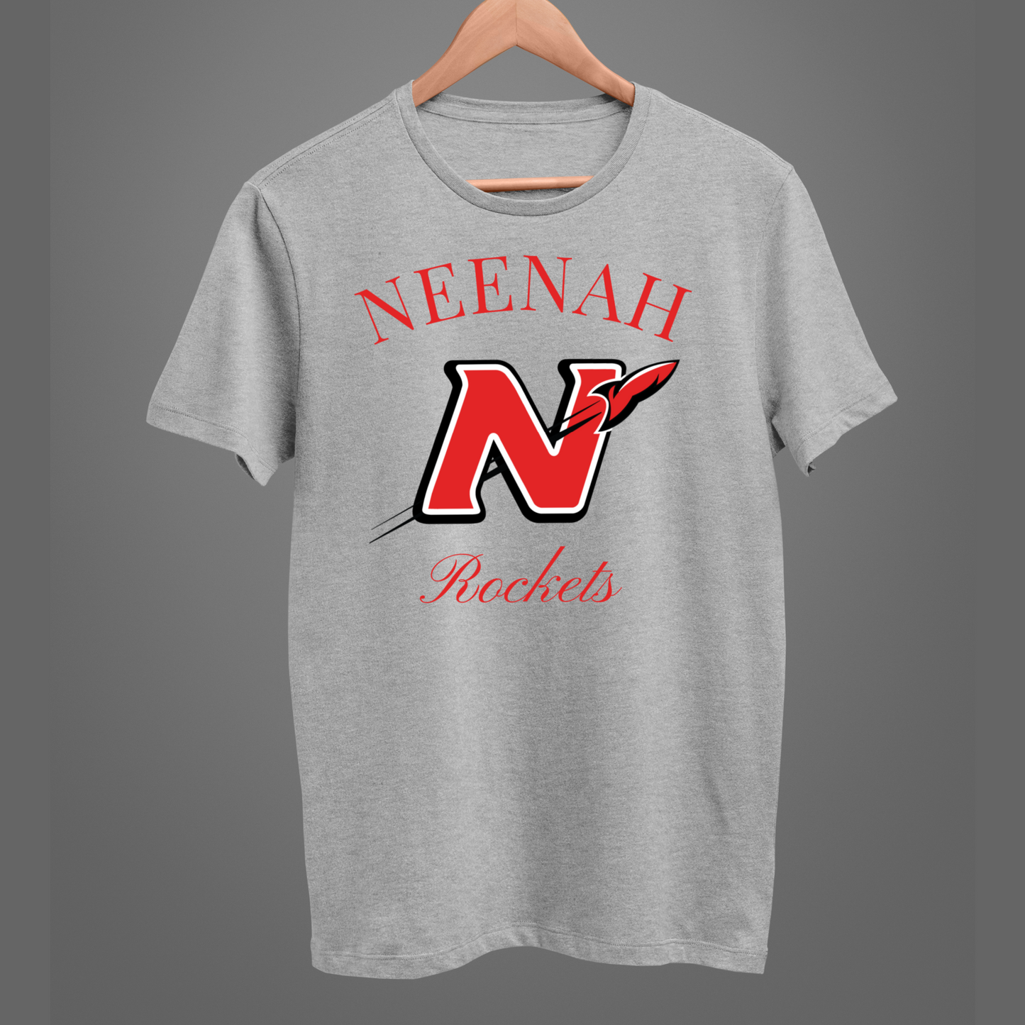 Neenah Rockets Vintage - Sport Gray Tee, Crewneck, or Hoodie