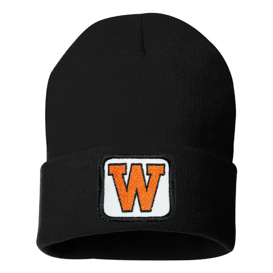 West De Pere Cuffed Beanie - Black with West De Pere Square Patch