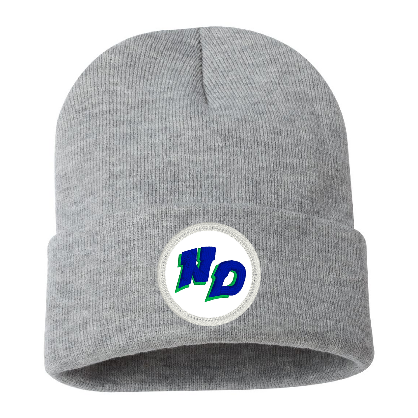 Notre Dame Academy Cuffed Beanie - Gray with ND Logo Patch
