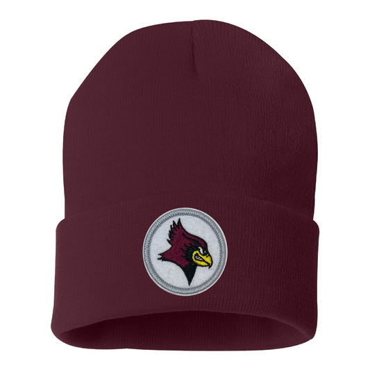 De Pere Cuffed Beanie - Cardinal Red with Redbird Patch