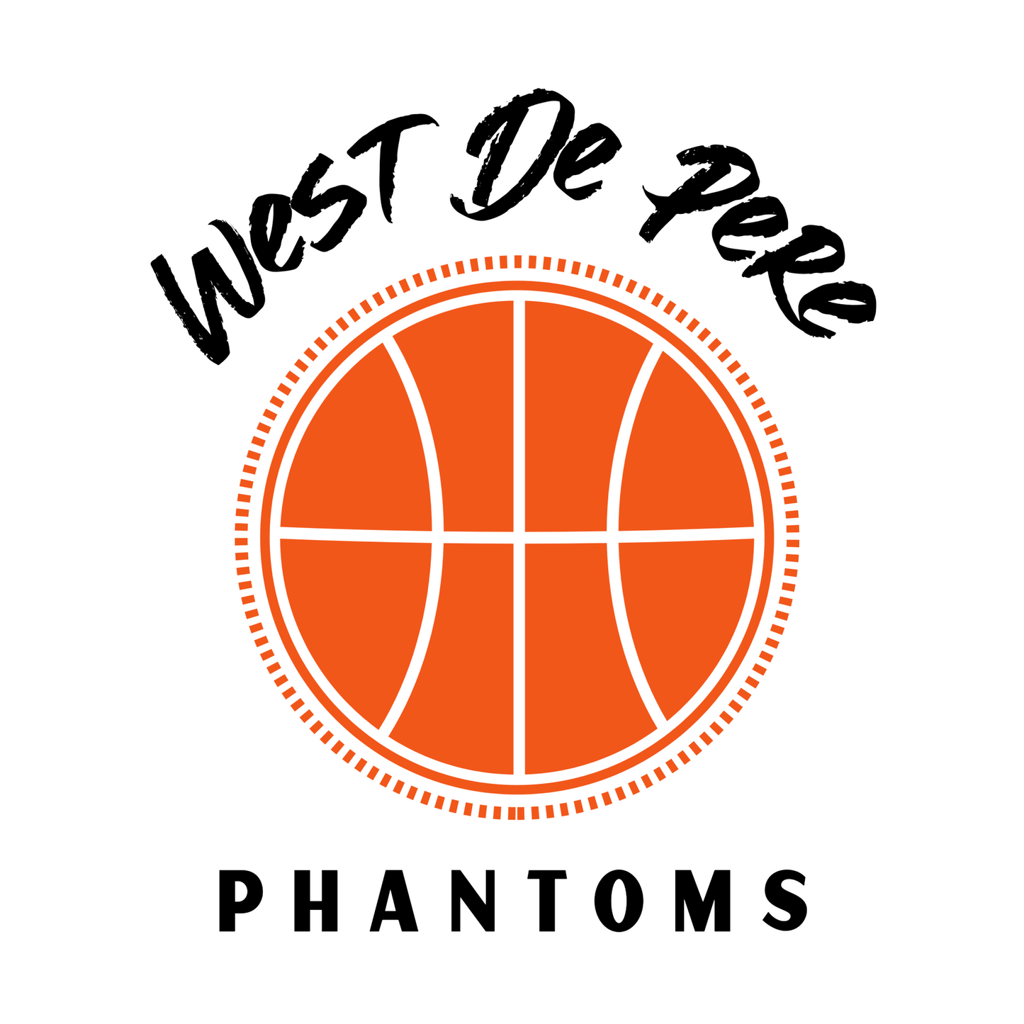 West De Pere Phantoms Basketball Graphic Design - White Tee, Crewneck, or Hoodie