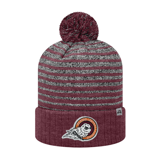 De Pere Central Lacrosse Ghostbirds Beanie - Cardinal Striped Winter Hat