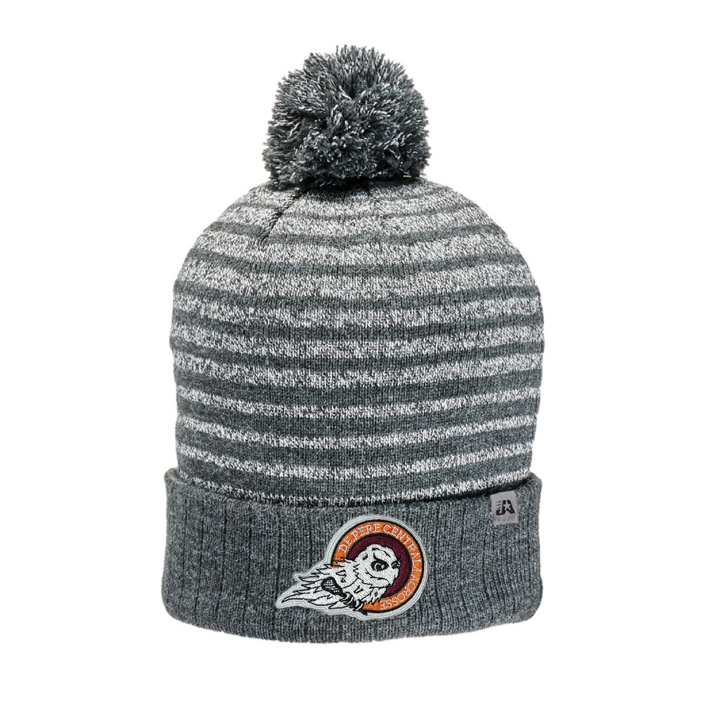 De Pere Central Lacrosse Ghostbirds Beanie - Gray Striped Winter Hat