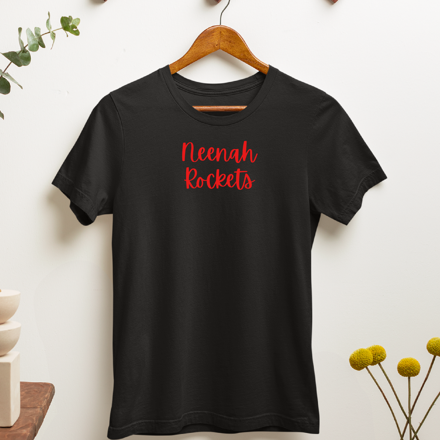 Neenah Rockets Small Red Script - Athletic Gray Tee, Crewneck, or Hoodie