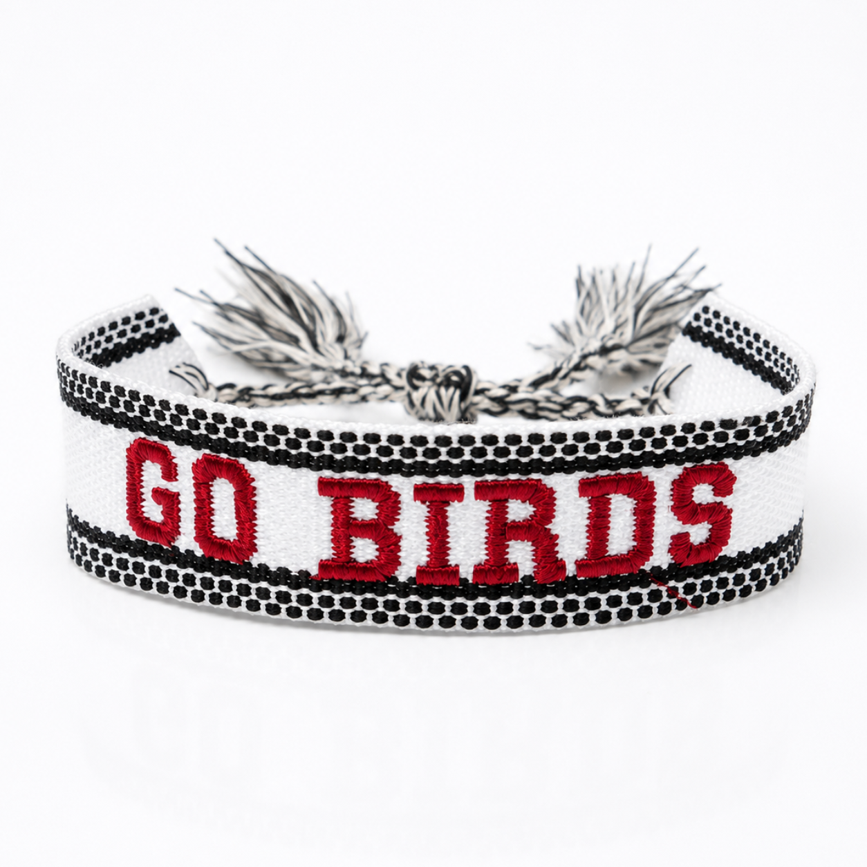 De Pere Redbirds "GO BIRDS" Adjustable Embroidered Woven Bracelet