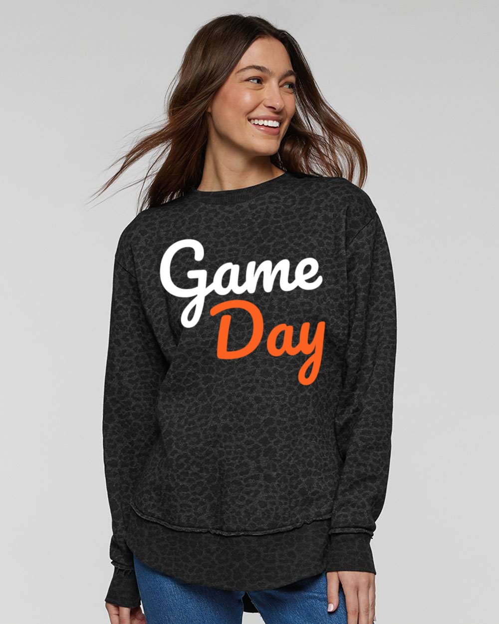 Ladies Black Leopard Sweatshirt - WDP Game Day