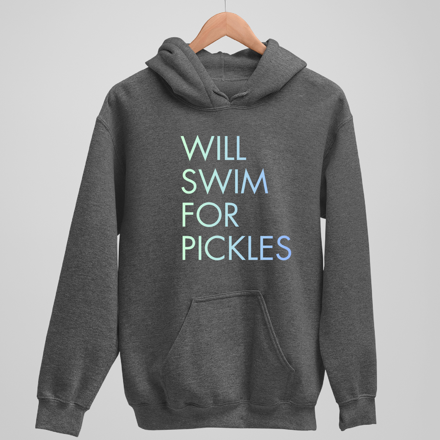 Will Swim for Pickles Minimalist - Dark Heather Tee, Long Sleeve Tee, Crewneck, or Hoodie