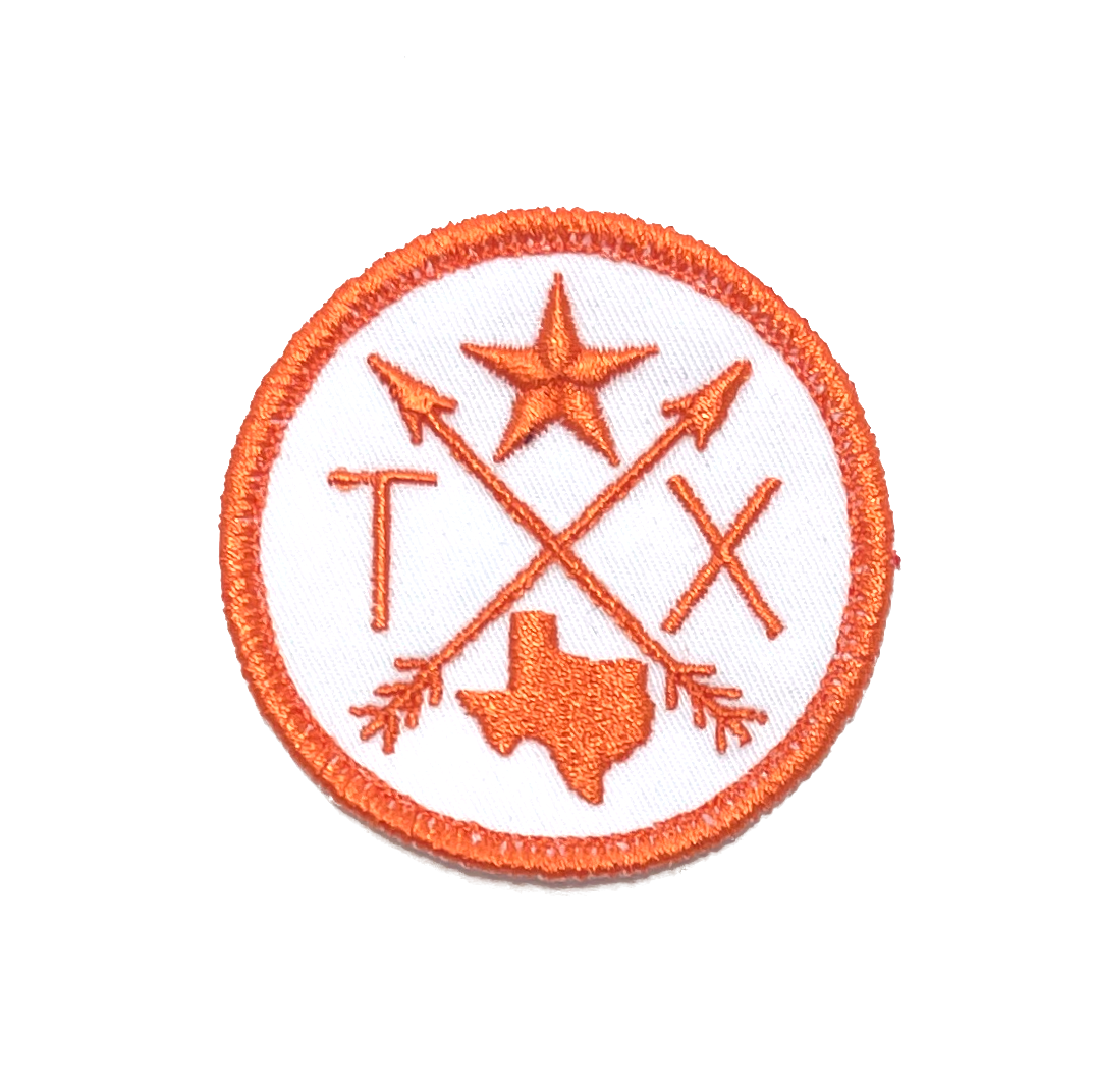 Embroidered Iron-On Custom State Patch - Orange & White