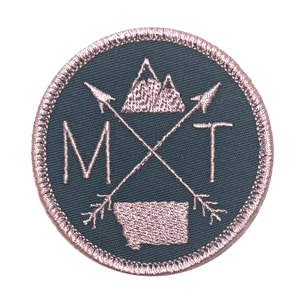 Embroidered Iron-On Custom State Patch - Rose Gold & Gray