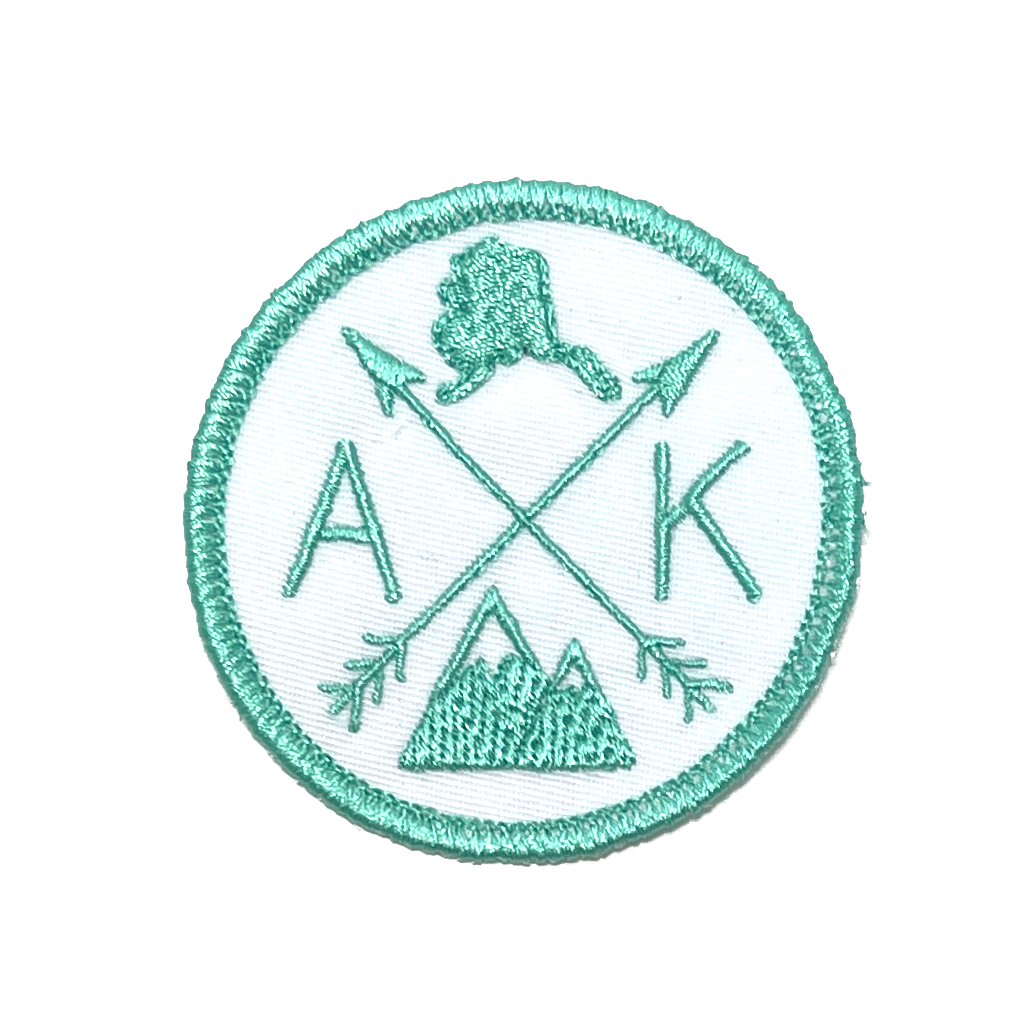 Embroidered Iron-On Custom State Patch - Aqua & White