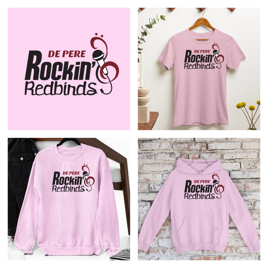 De Pere Rockin Redbirds - Pink Tee, Crewneck, or Hoodie