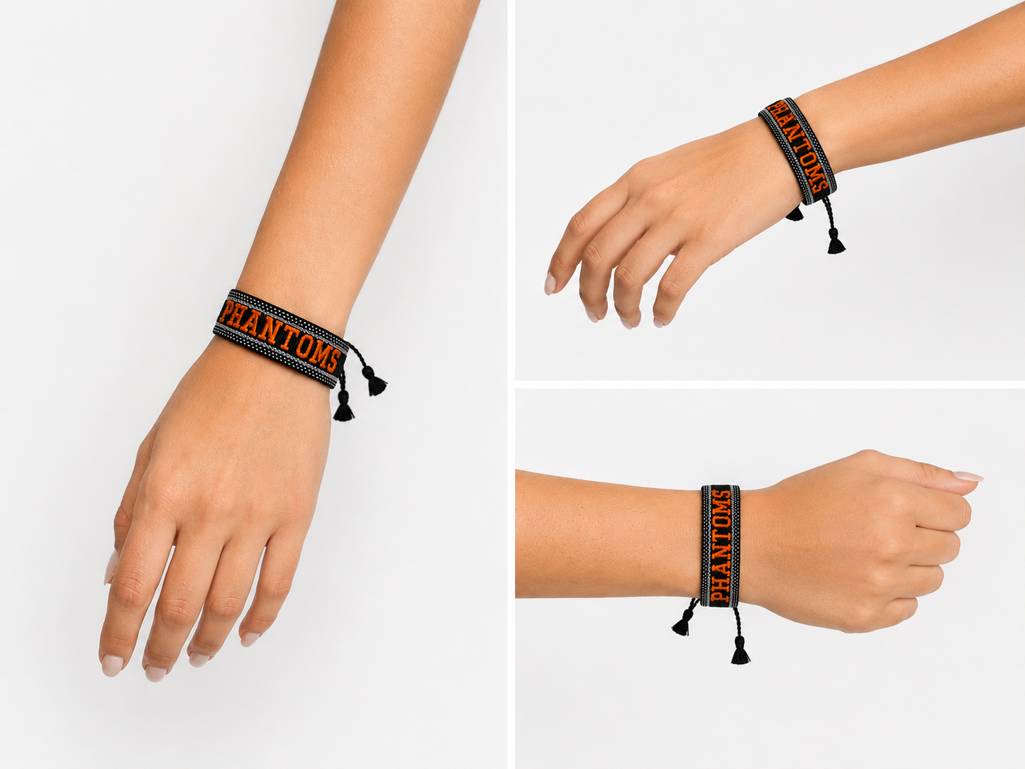 West De Pere Phantoms Adjustable Embroidered Woven Bracelet