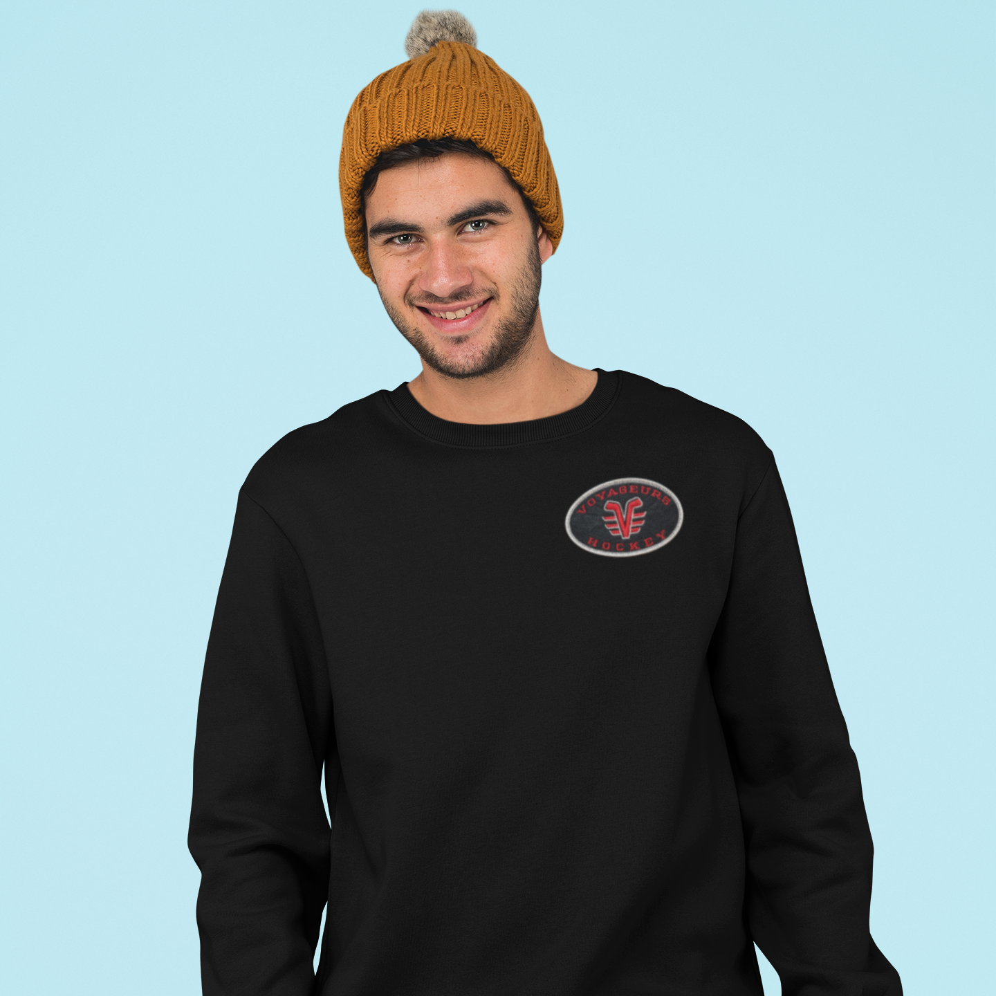 De Pere Voyageurs Hockey - Embroidered Patch Crewneck Sweatshirt