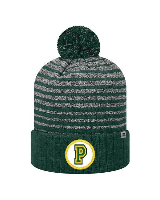 Preble Embroidered Patch Beanie Winter Hats - Yellow Edge Block Patch