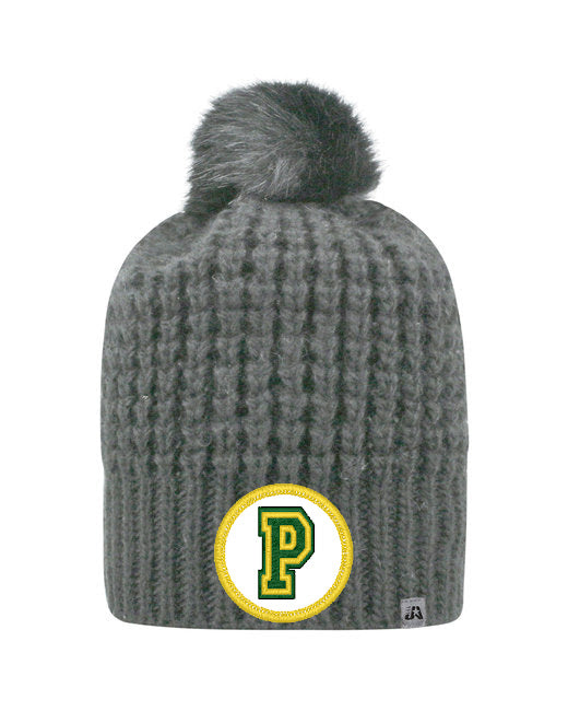 Preble Embroidered Patch Beanie Winter Hats - Yellow Edge Block Patch