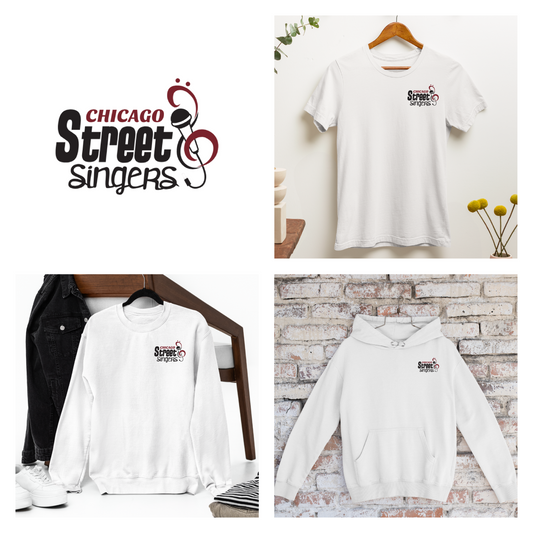 De Pere Chicago Street Singers Minimalist Design - White Tee, Crewneck, or Hoodie