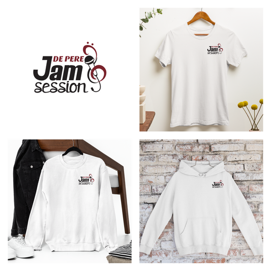De Pere Jam Session Minimalist Design - White Tee, Crewneck, or Hoodie