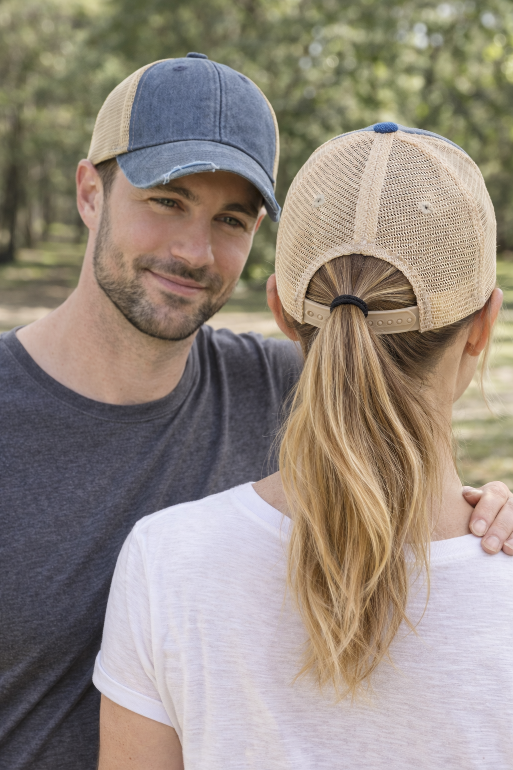 Navy Trucker Hat - Pigment Dyed - Embroidered "Will Swim for Pickles"