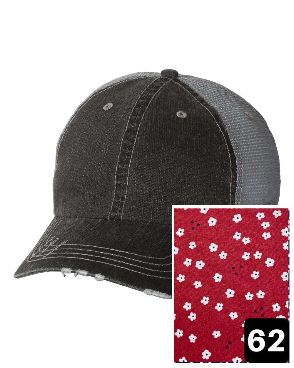 Missouri Hat | Gray Distressed Trucker Cap | Many Fabric Choices