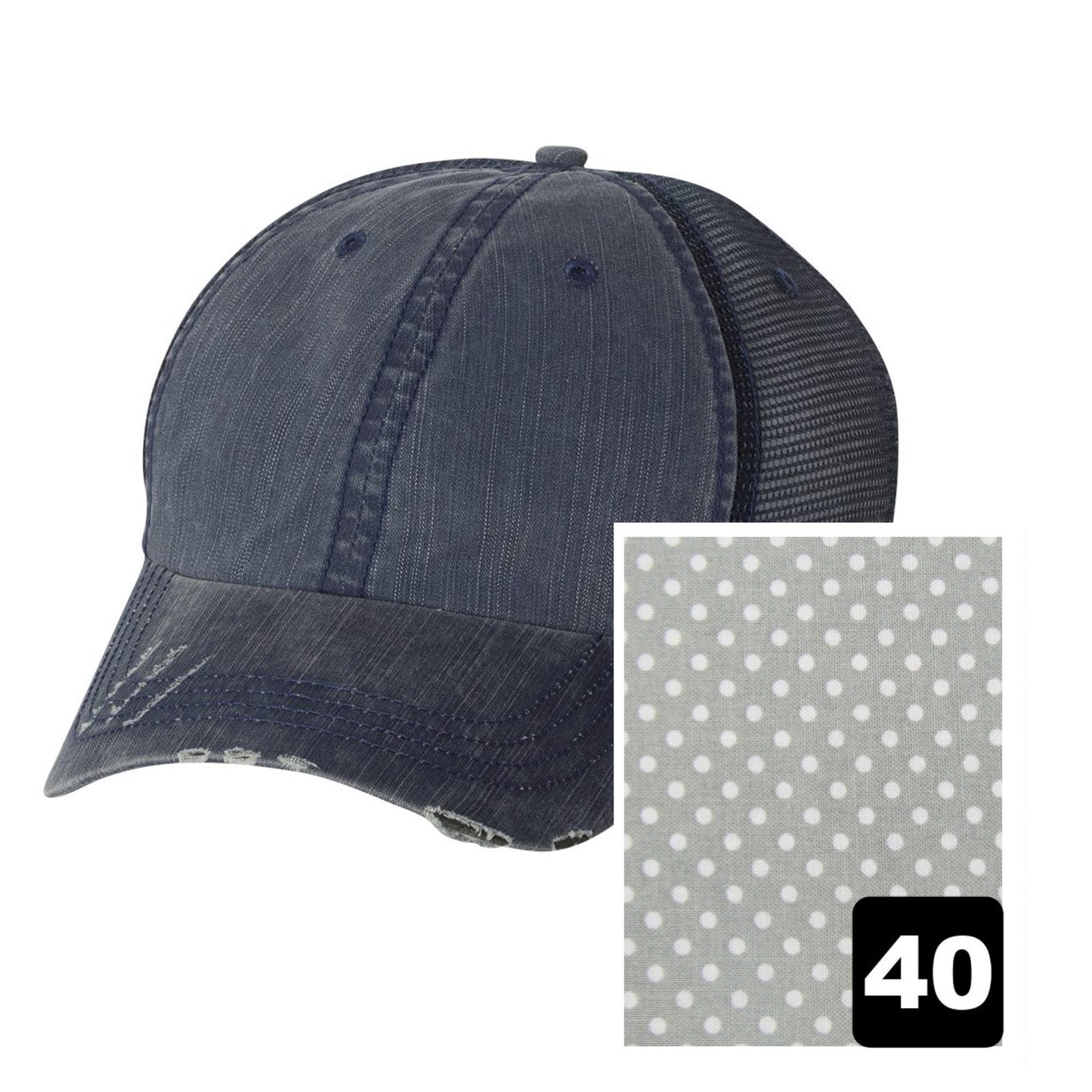 South Dakota Hat | Navy Distressed Trucker Cap | Many Fabric Choices