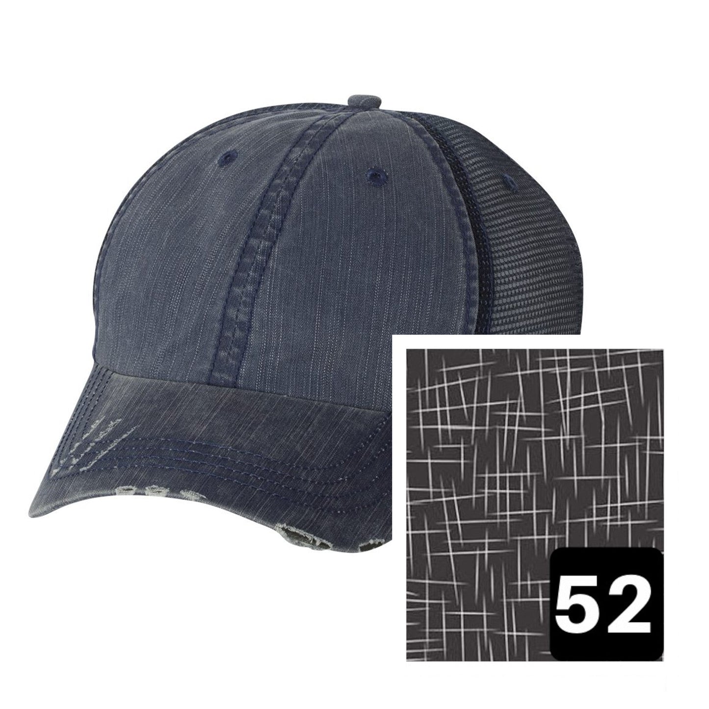 Missouri Hat | Navy Distressed Trucker Cap | Many Fabric Choices