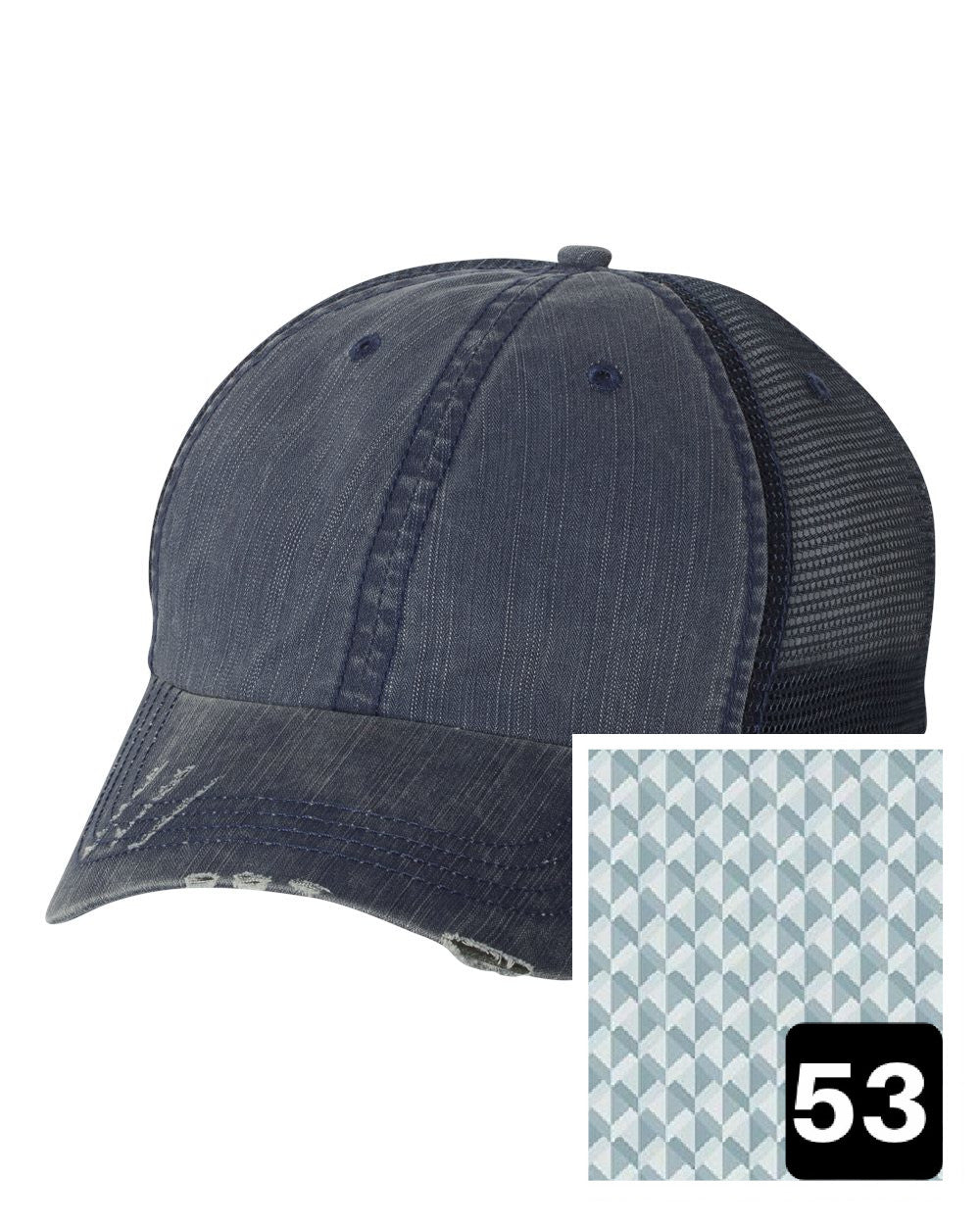 Michigan Hat | Navy Distressed Trucker Cap | Many Fabric Choices