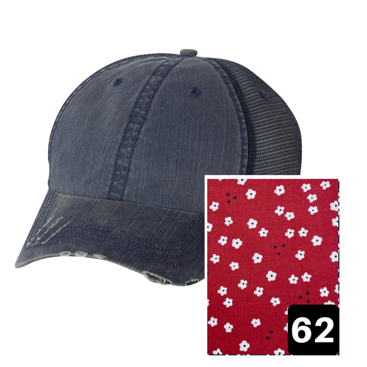 Tennessee Hat | Navy Distressed Trucker Cap | Many Fabric Choices