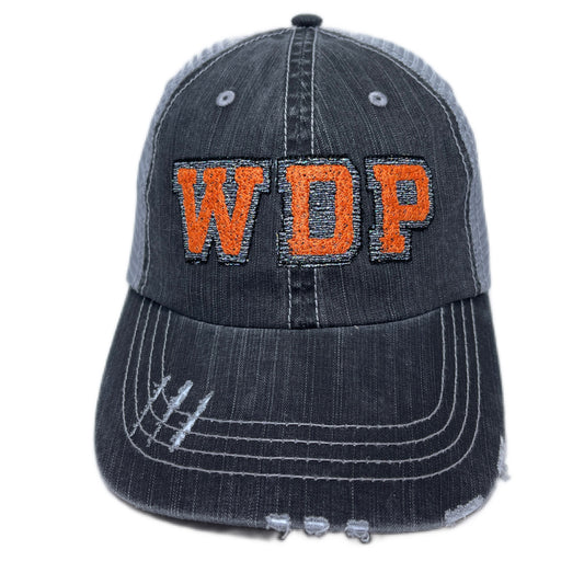 Gray Distressed Trucker Hat - West De Pere Bling Hat