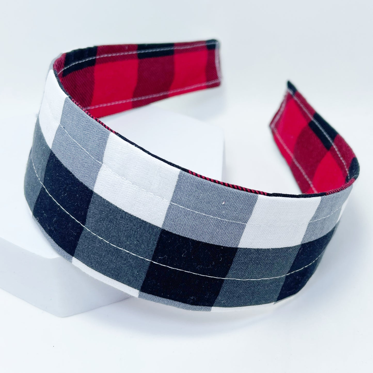 Comfortable Reversible Handmade Fabric Headband - Checked fabrics