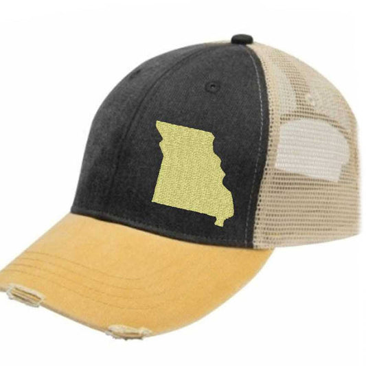 Missouri Hat | Distressed Snapback Trucker | state cap | many color choices