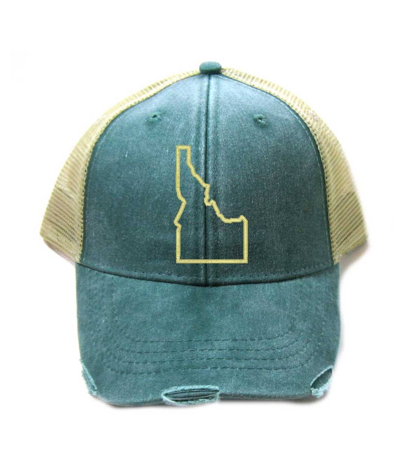 Idaho Hat - Distressed Snapback Trucker Hat - Idaho State Outline - Many Colors Available