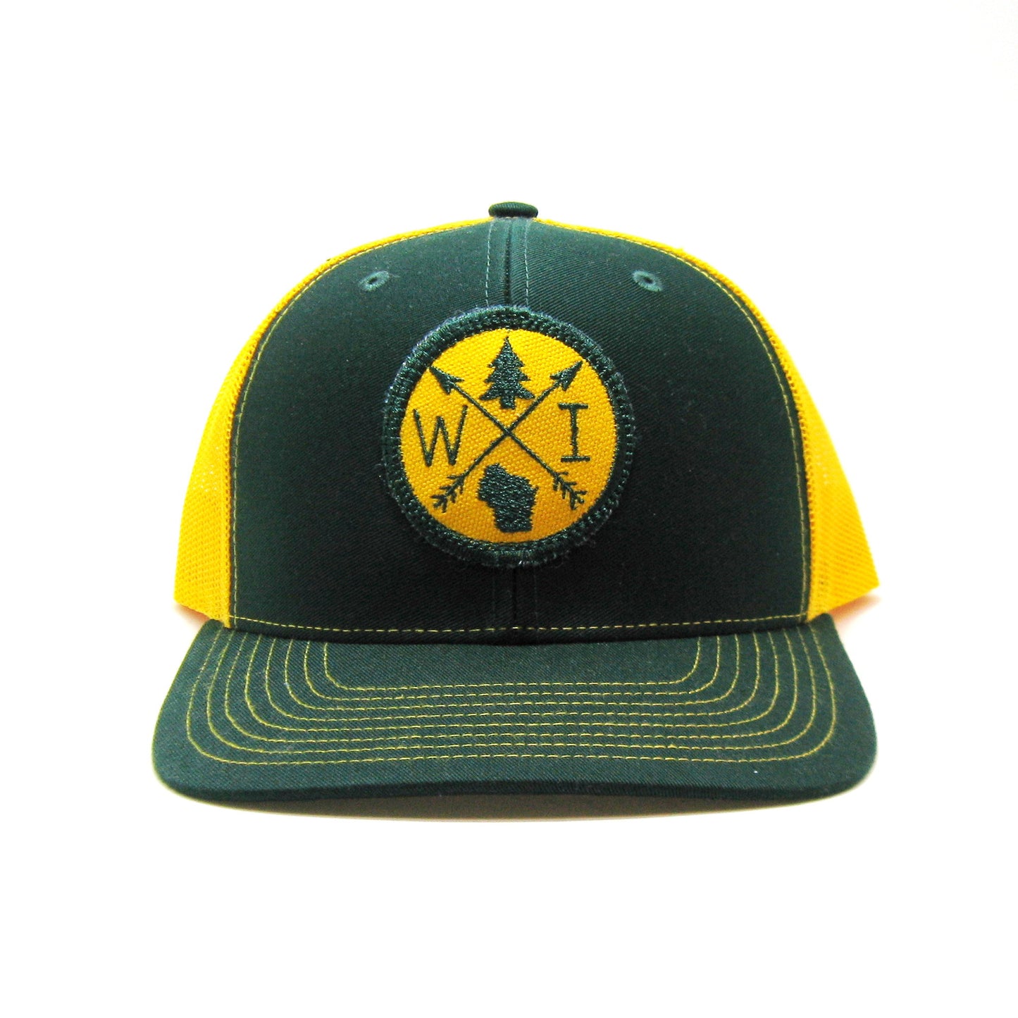 Wisconsin Hat - Green and Gold Snapback with Arrow Patch