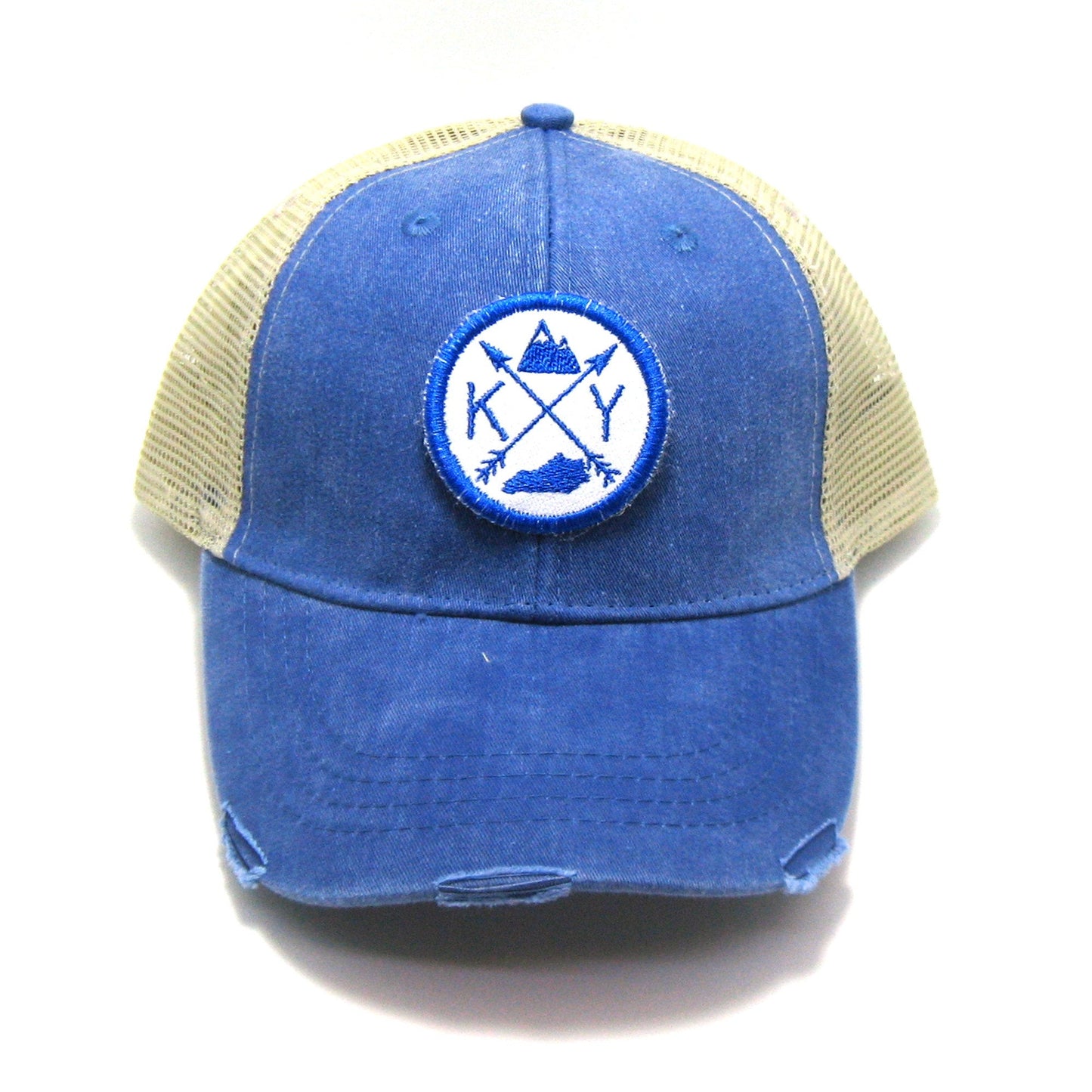 Kentucky Hat - Distressed Snapback Trucker Hat - Kentucky Arrow Compass