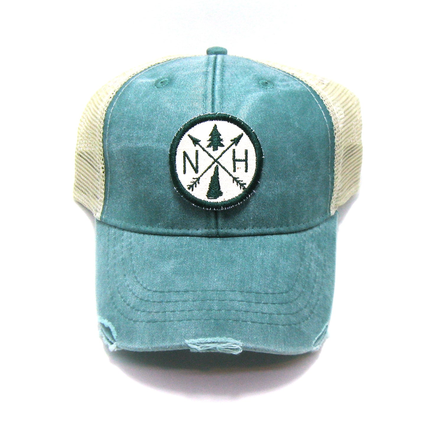 New Hampshire Hat - Distressed Snapback Trucker Hat - New Hampshire Arrow Compass