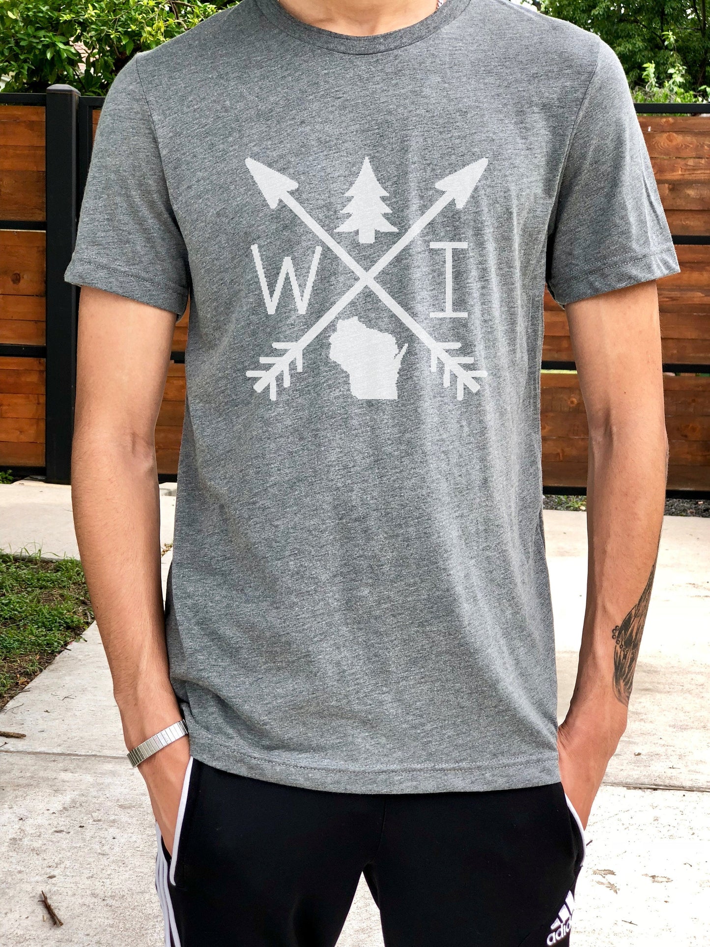 Wisconsin Arrows T-Shirt - Deep Heather Gray - ready to ship