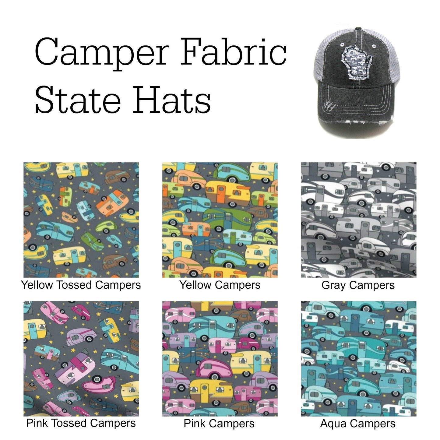 Gray Distressed Ponytail Hat | Camping Hat | All States Available