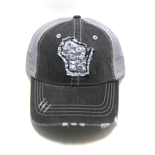 Gray Distressed Trucker Hat | Camping Hat | All States Available