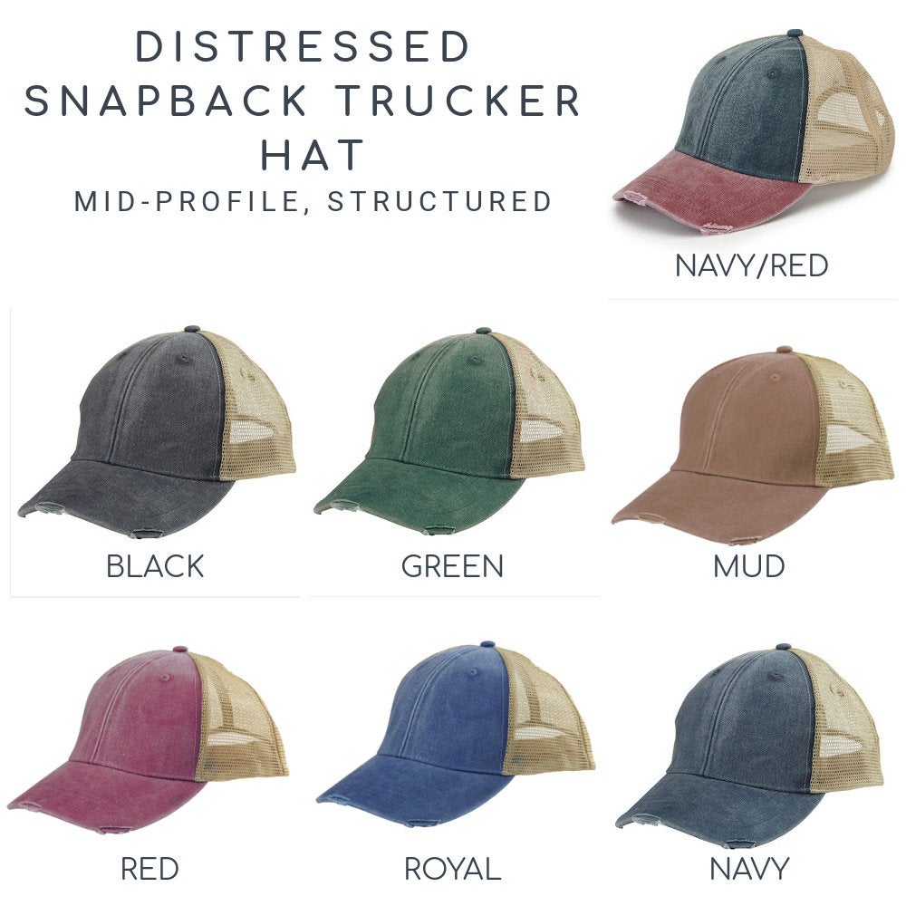 Vermont Hat | Distressed Snapback Trucker | state cap | many color choices