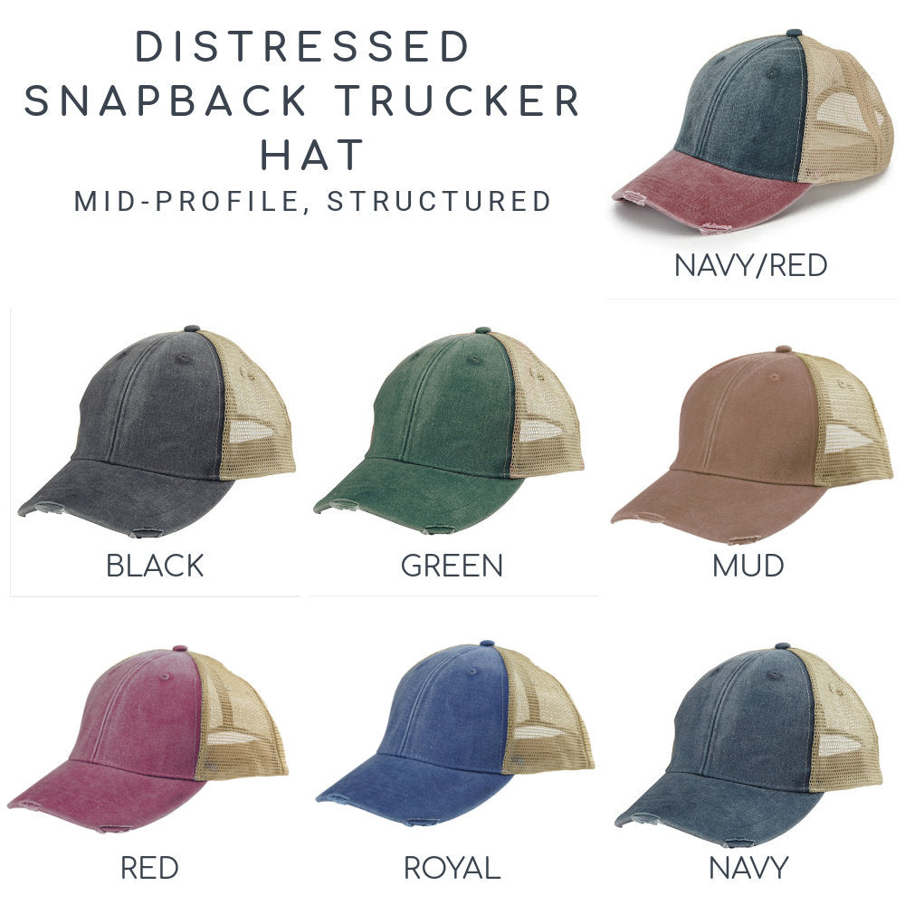 North Dakota Hat | Distressed Snapback Trucker | state cap | many color choices