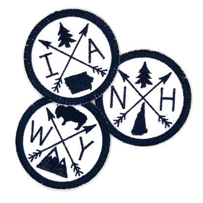 Pick Your State Iron-on Patch - midnight navy on white