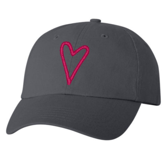 Boho Heart Dad Hat | minimalist Embroidered Gray Baseball Cap | Valentine's Day